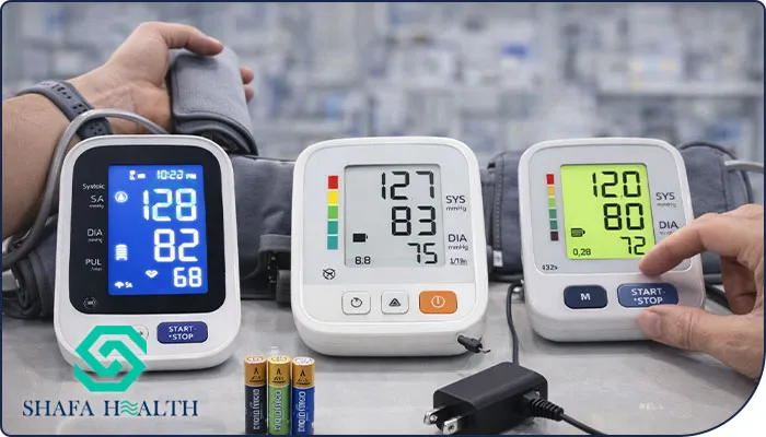 دستگاه‌های خوب معمولاً هم با باتری (ترجیحاً باتری قلمی معمولی یا قابل شارژ) کار می‌کنند و هم امکان اتصال آداپتور برق را دارند تا برای استفاده طولانی‌مدت نیازی به تعویض مداوم باتری نباشد. ویژگی‌های راحتی شامل: باد کردن خودکار، تخلیه خودکار هوا، کاف نرم و بدون درز، خاموش شدن خودکار پس از اندازه‌گیری، سرعت مناسب پمپاژ و اندازه‌گیری، و طراحی ارگونومیک برای استفاده آسان حتی با یک دست است.